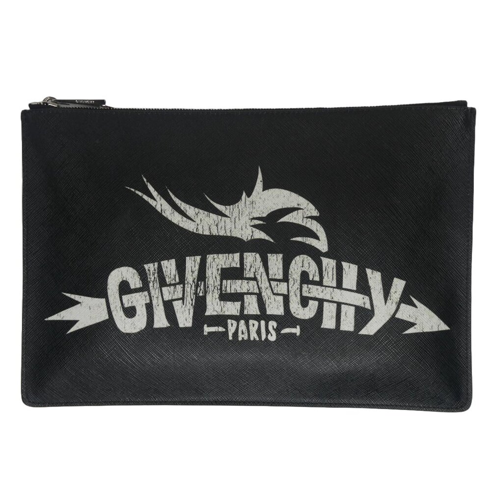 AUTHENTIC Givenchy Black‎ Leather Clutch Handbag